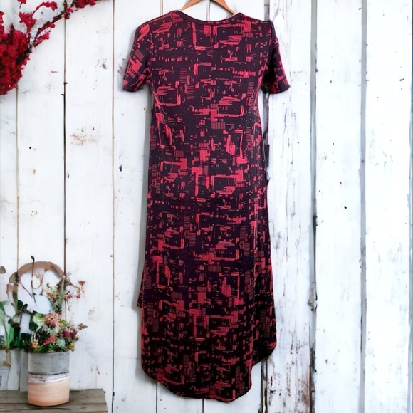 LulaRoe Carly Back and Red Abstract Print Swing Dress Size XXS - Picture 7 of 14